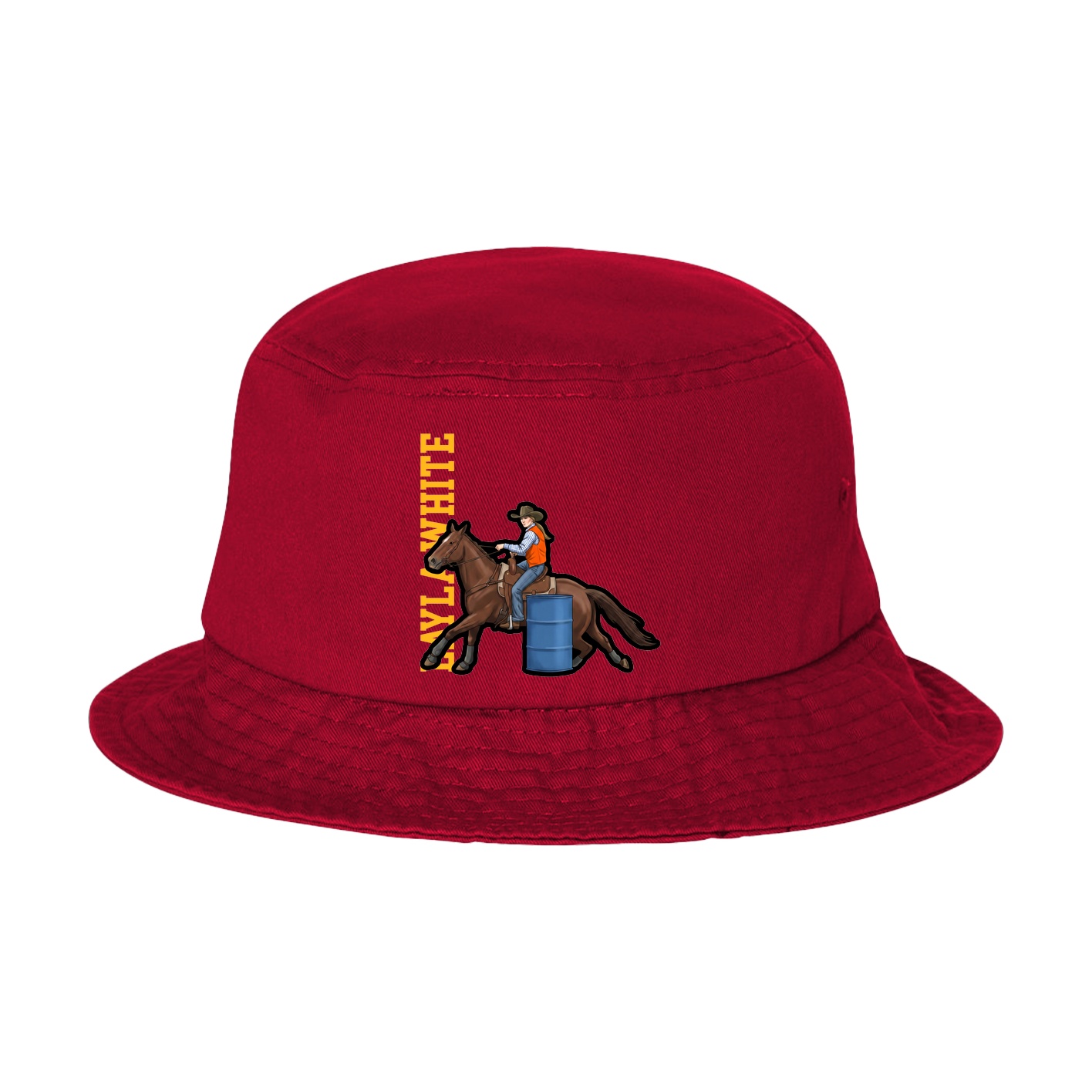 Bucket Cap — Name Vertical in Red