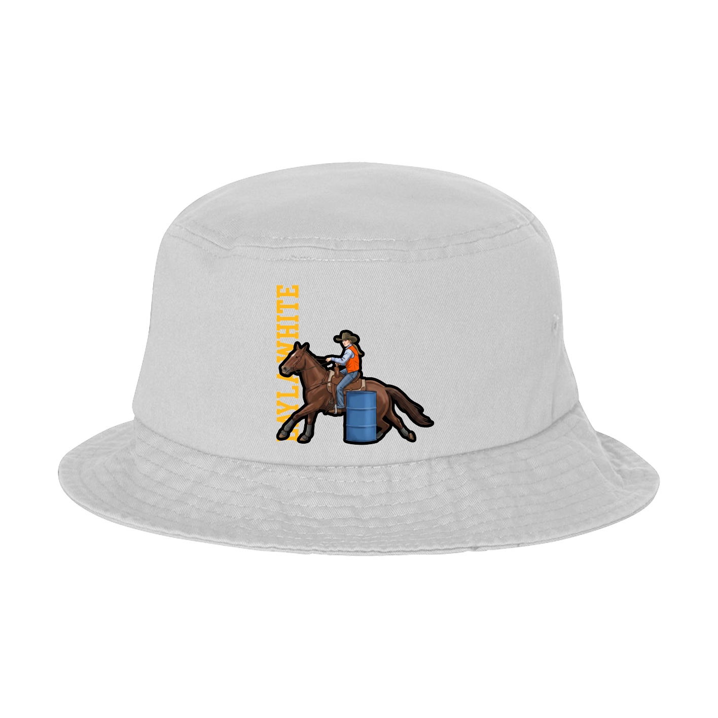 Bucket Cap — Name Vertical in White