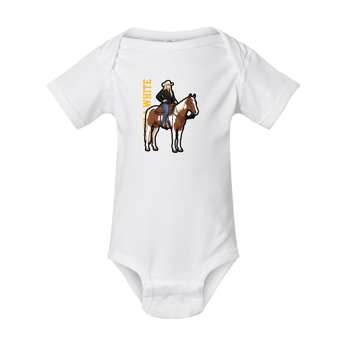 Baby Onesie — Name Vertical in White
