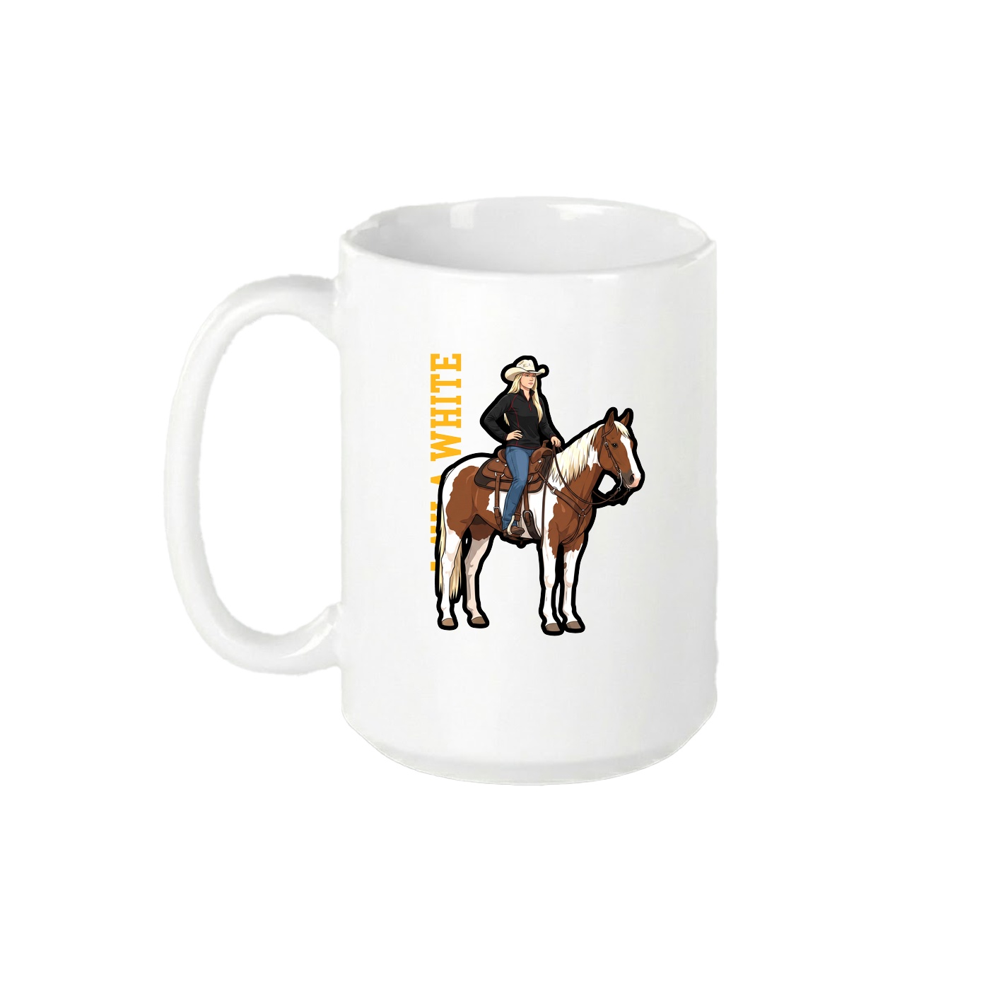 15oz Coffee Mug — Name Vertical in White
