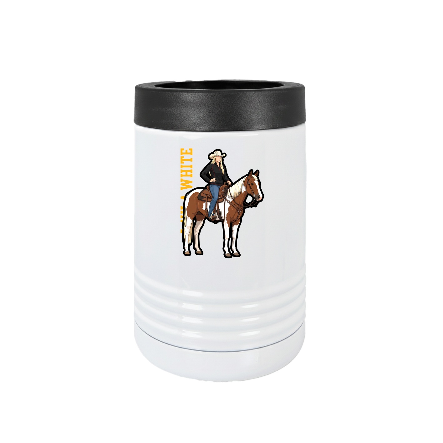 Beverage Holder — Name Vertical in White
