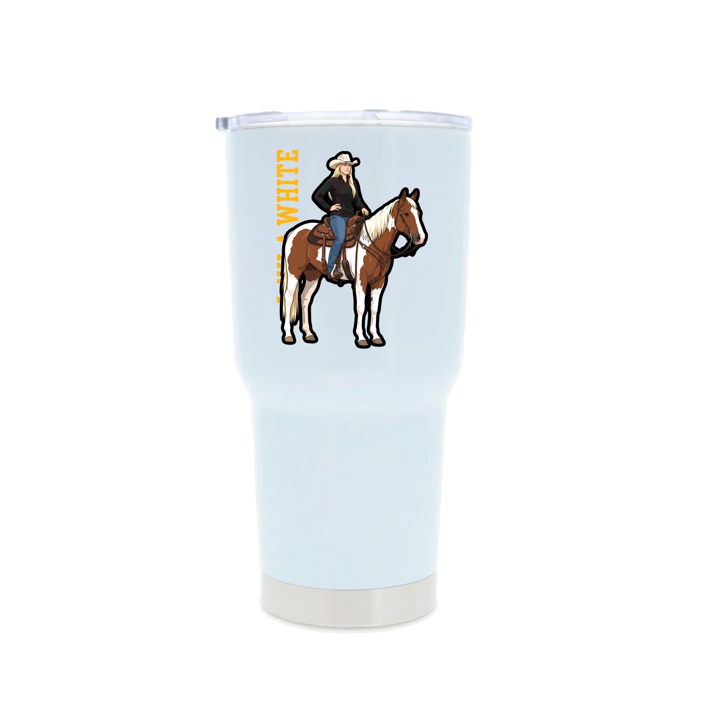 30oz Stainless Steel Tumbler — Name Vertical in White