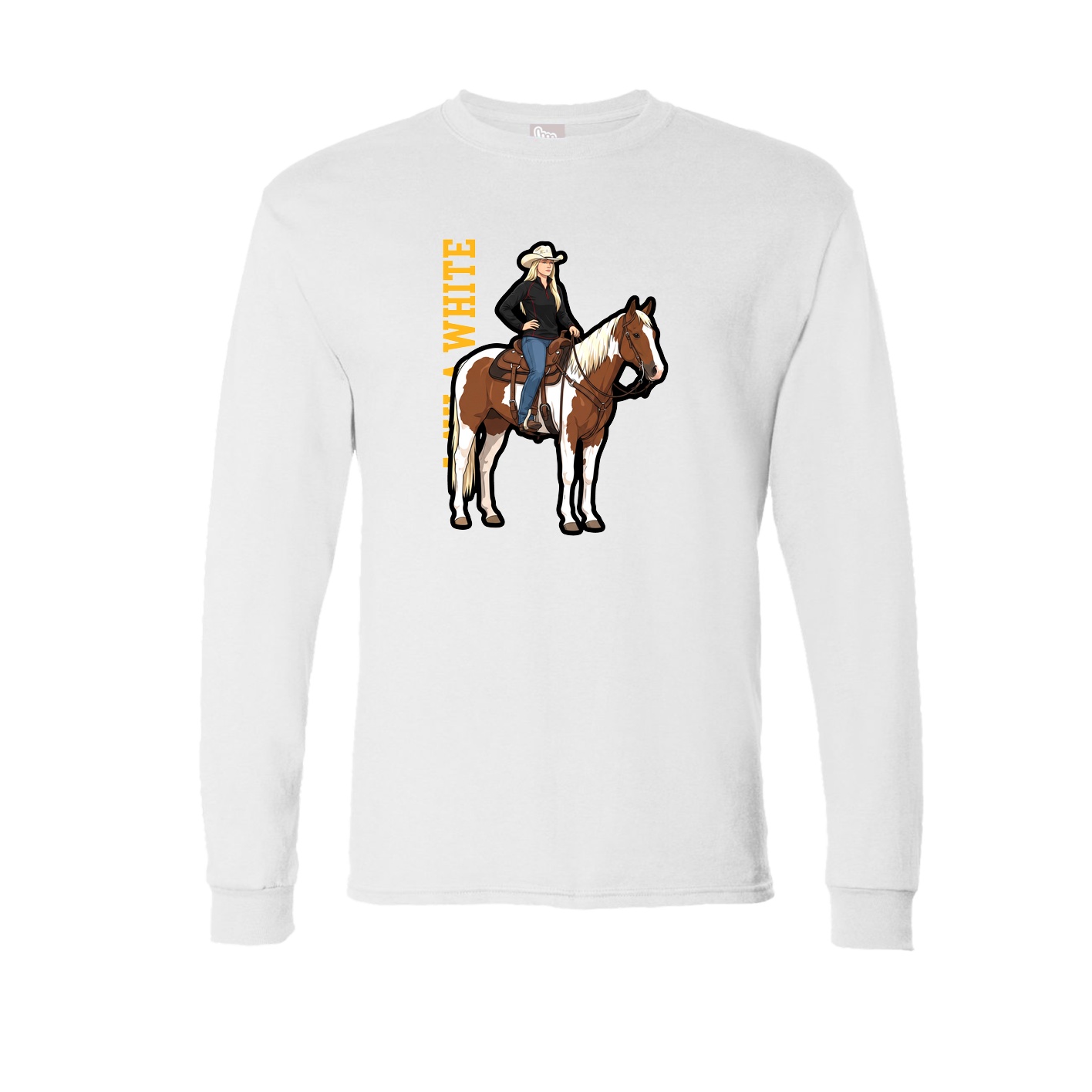 Long Sleeve Tee — Name Vertical in White