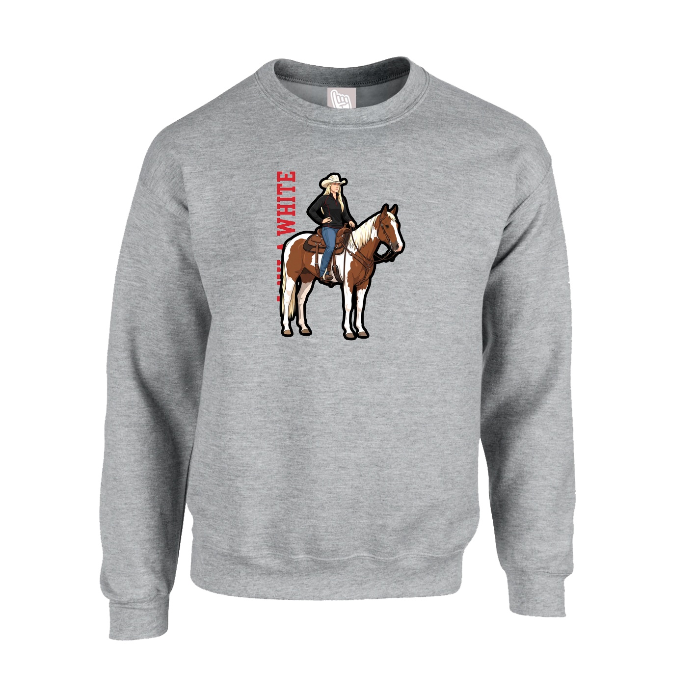 Fleece Crew — Name Vertical in Grey