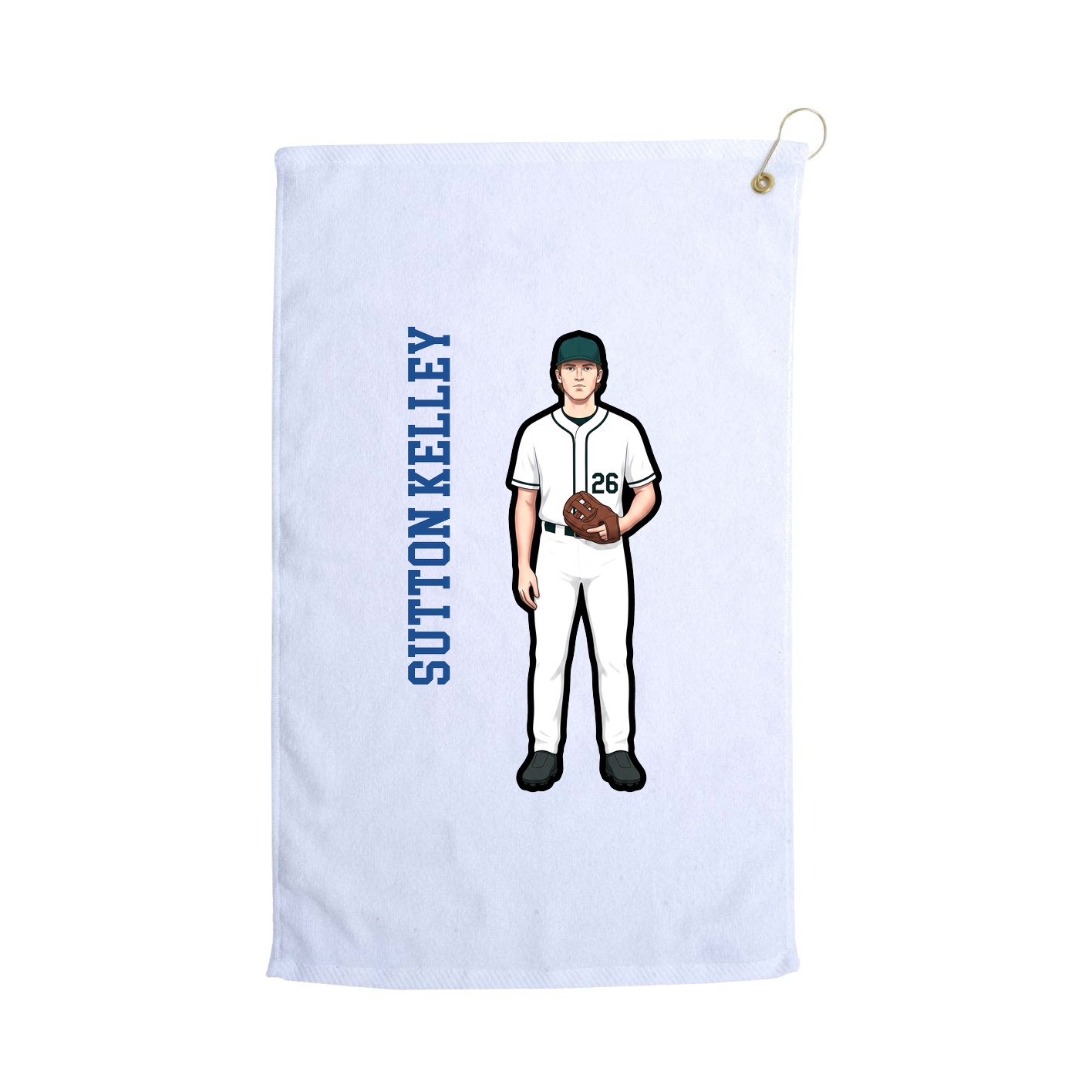 Golf Towel — Name Vertical in White