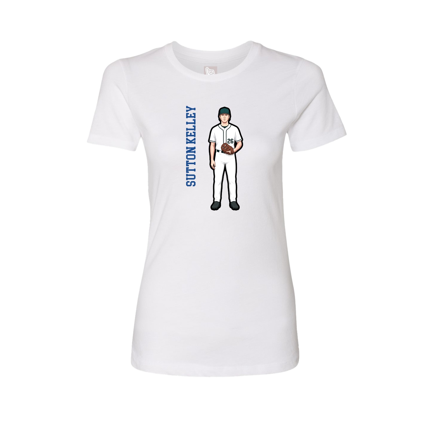 Fitted Women's Tee — Name Vertical in White