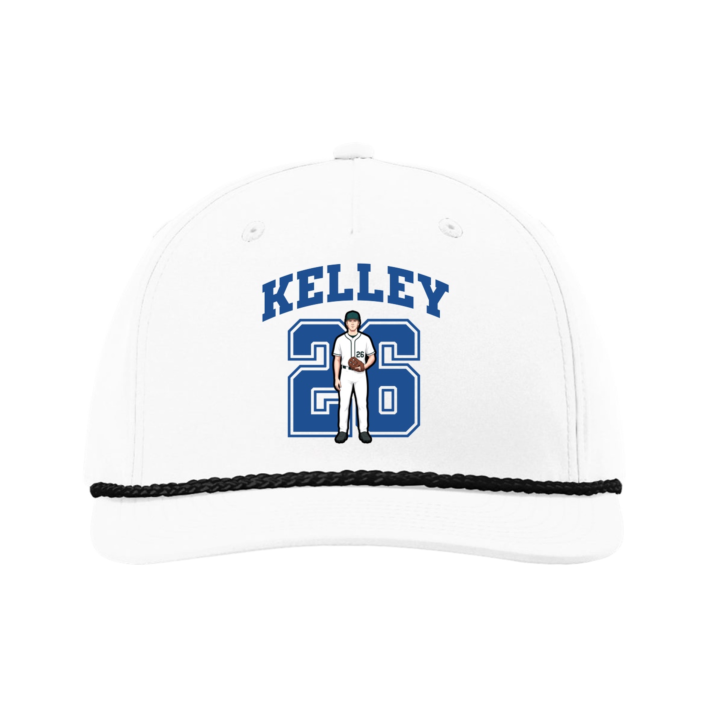Five-Panel Classic Rope Cap — Number in White