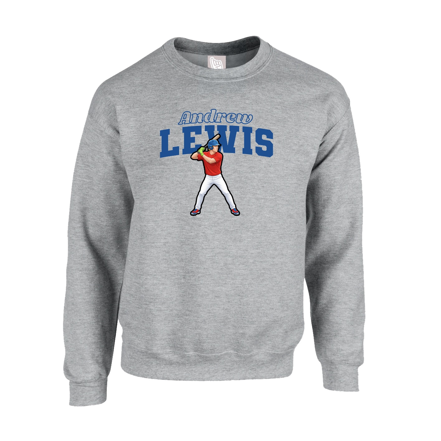 Fleece Crew — Name Arch in Grey