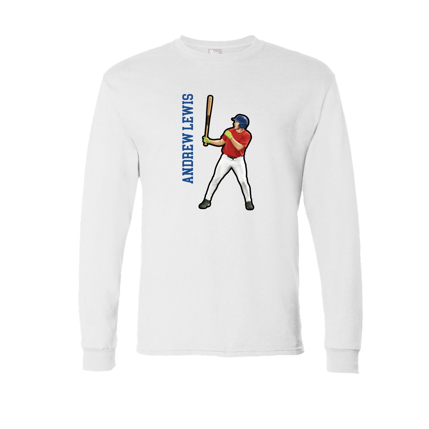 Long Sleeve Tee — Name Vertical in White