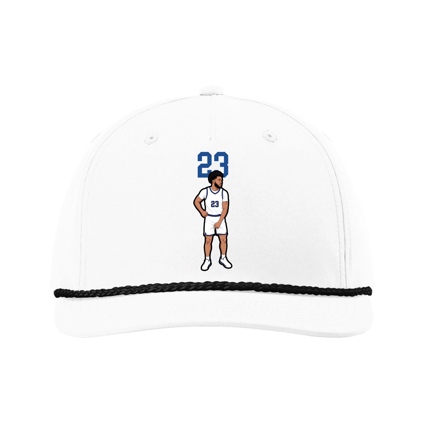 Five-Panel Classic Rope Cap — Number Top in White