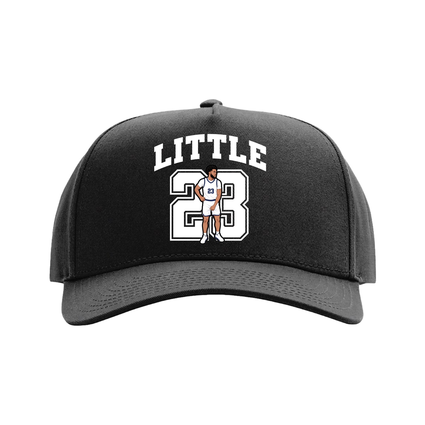 Full Fabric Five-Panel Champ Cap — Number in Black