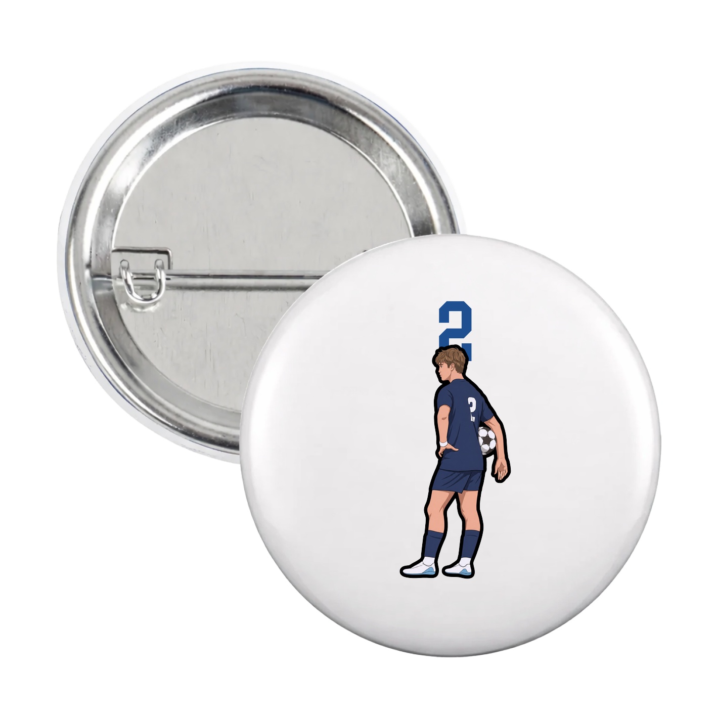 Game Day Button — Number Top in White