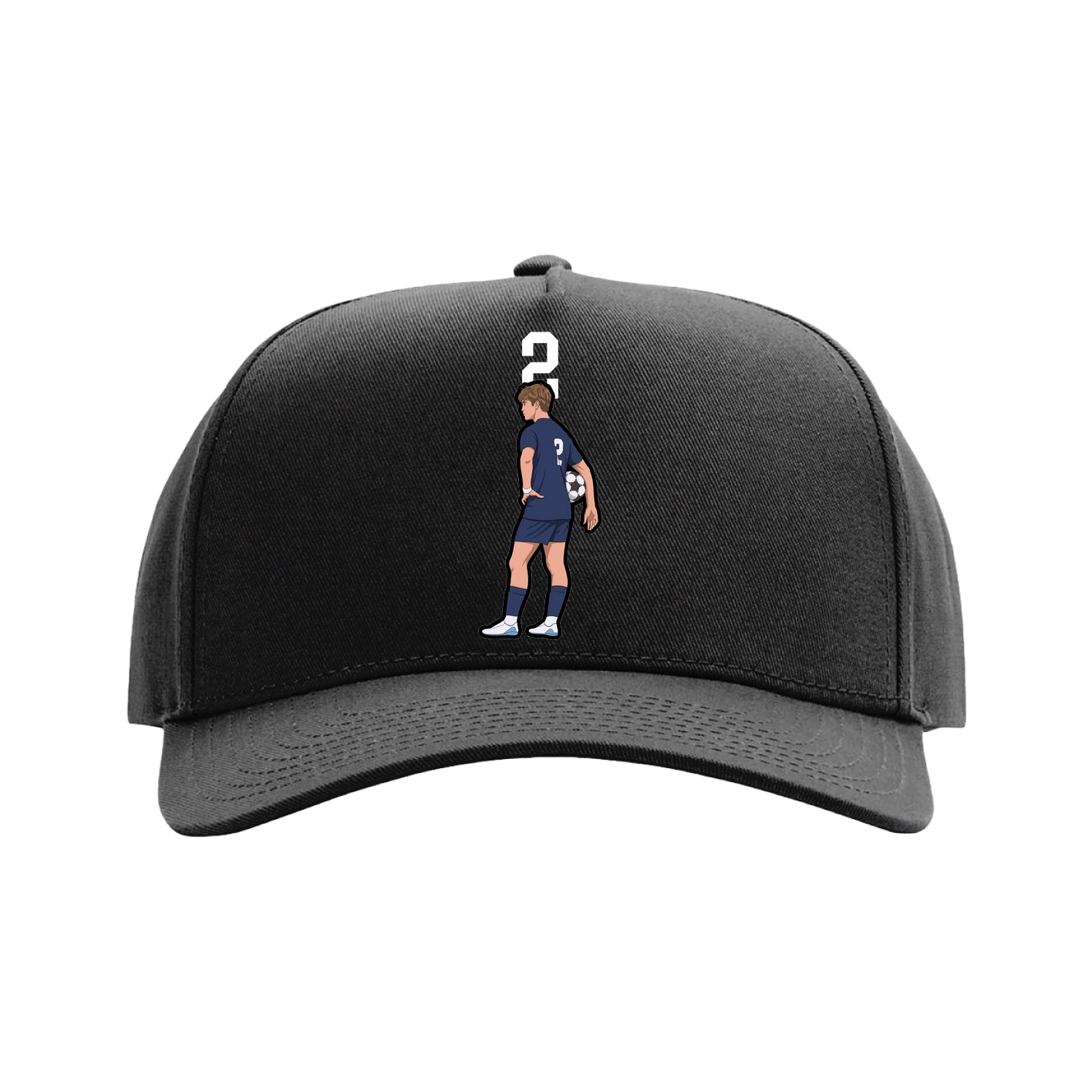 Full Fabric Five-Panel Champ Cap — Number Top in Black