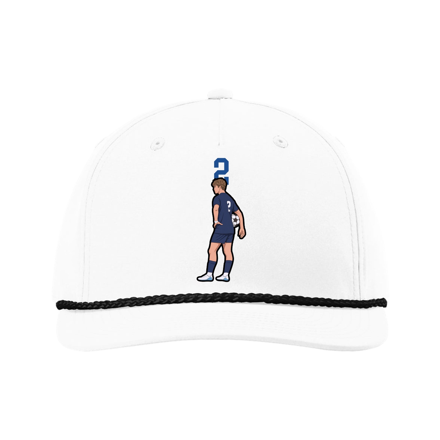 Five-Panel Classic Rope Cap — Number Top in White