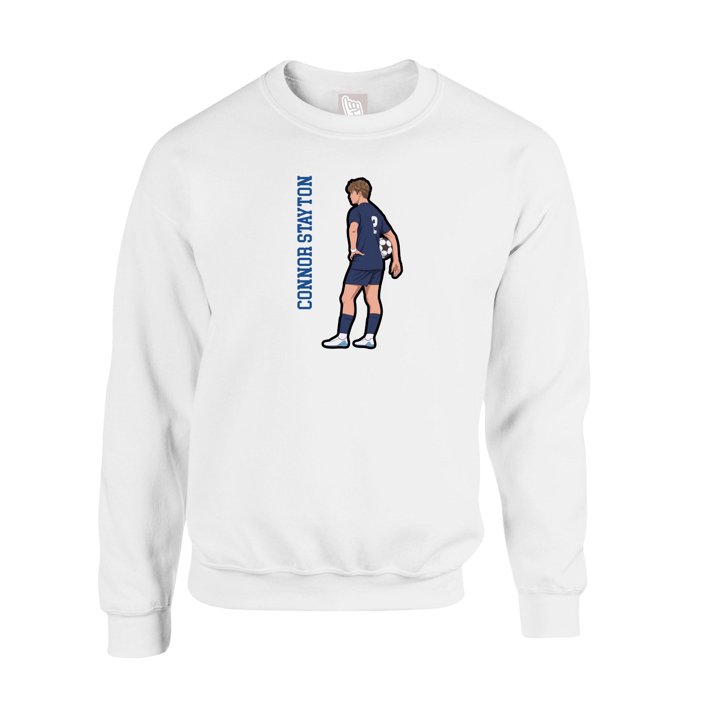 Fleece Crew — Name Vertical in White