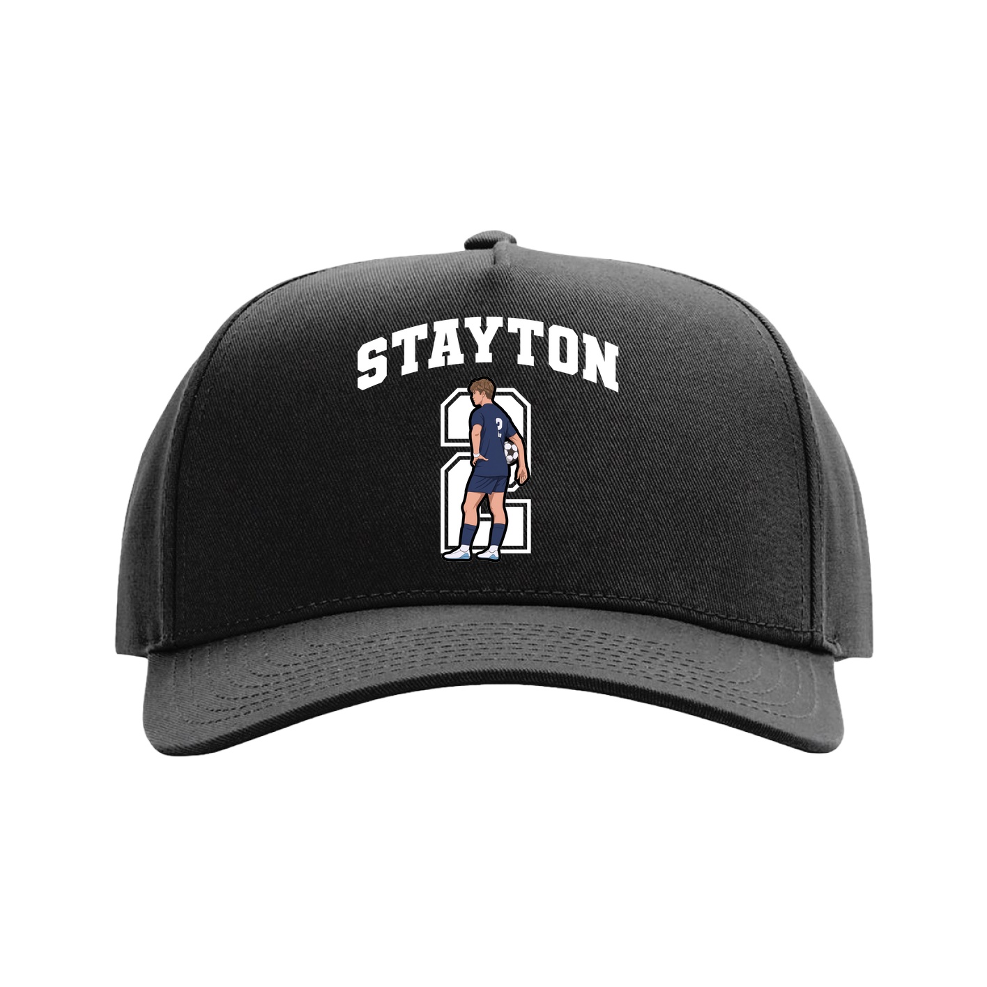 Full Fabric Five-Panel Champ Cap — Number in Black