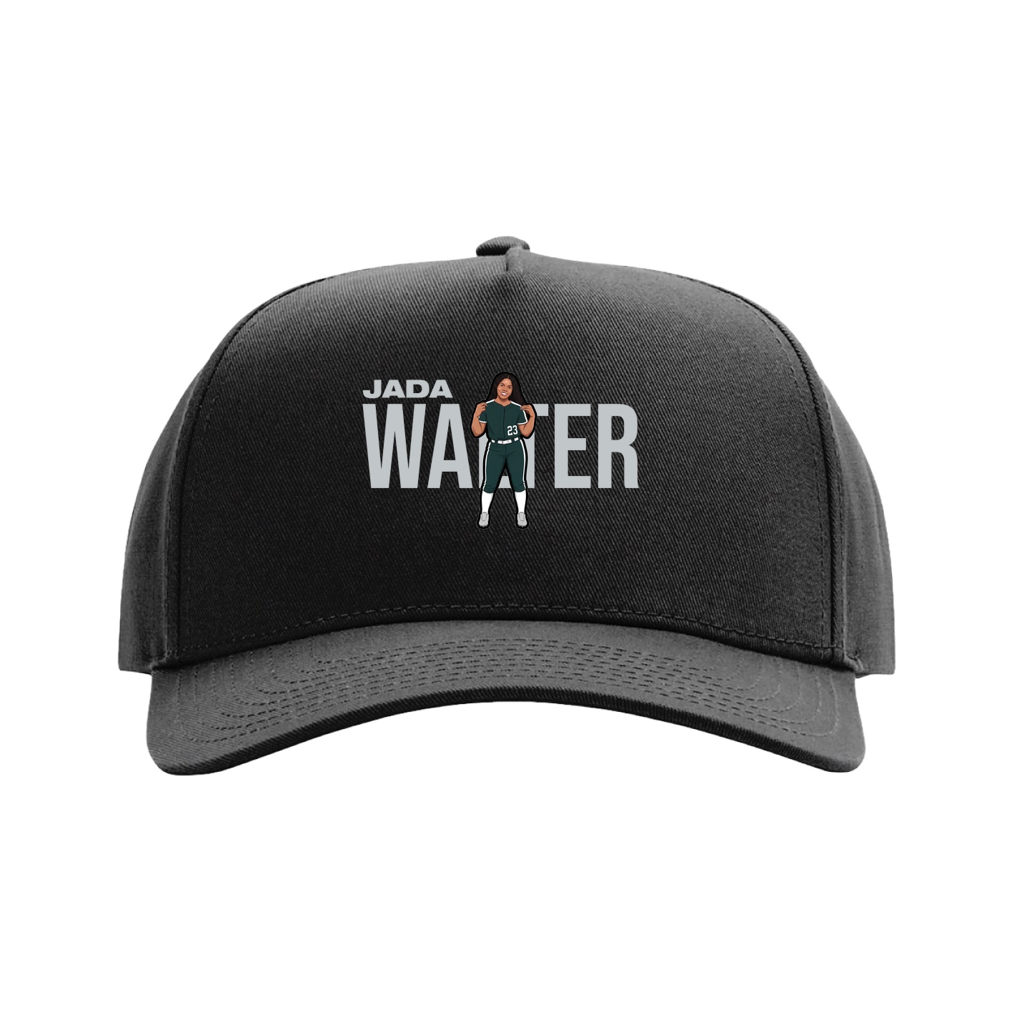 Full Fabric Five-Panel Champ Cap — Player Name in Black
