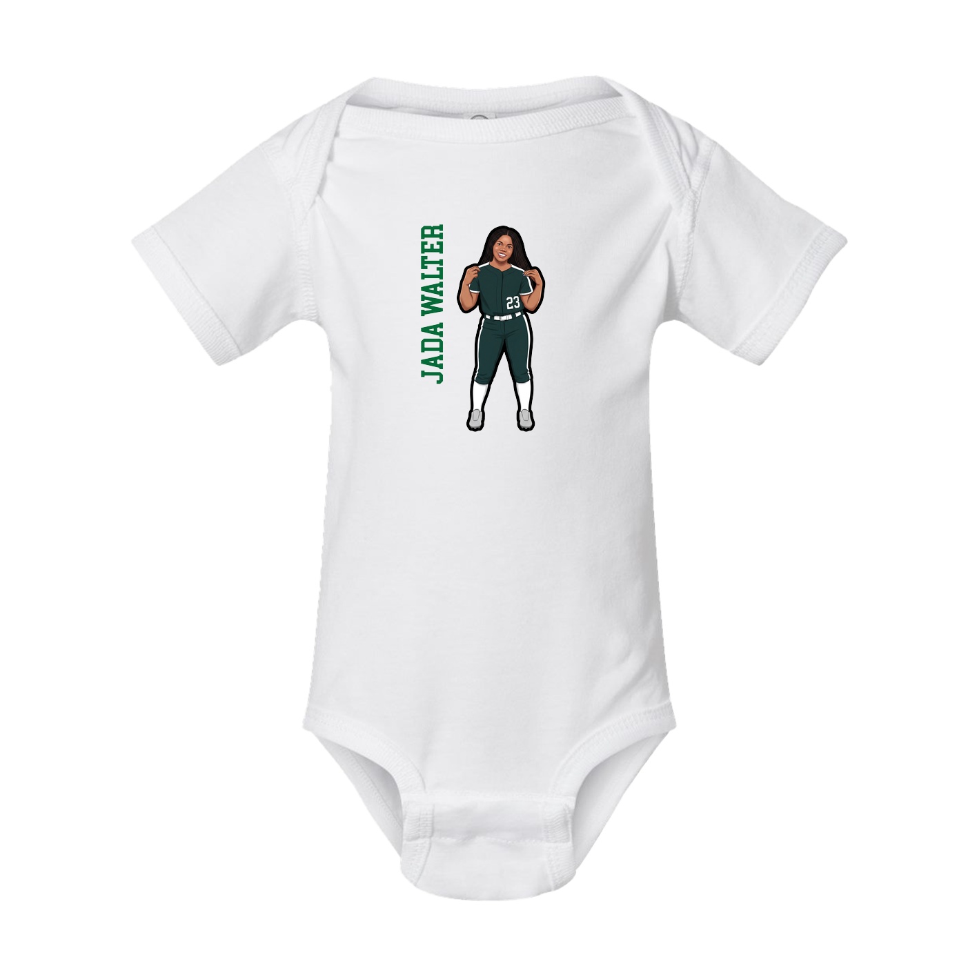 Baby Onesie — Name Vertical in White