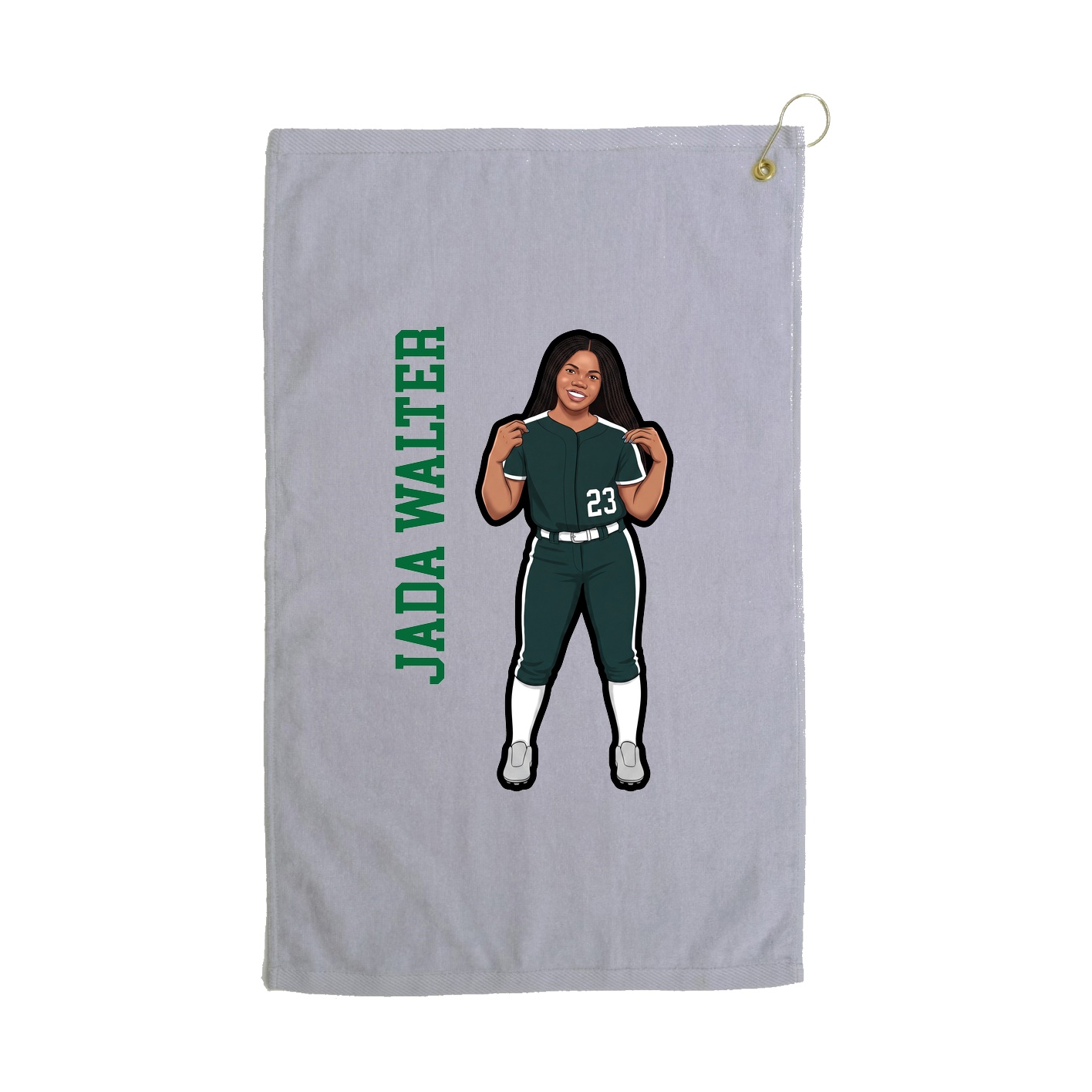 Golf Towel — Name Vertical in Grey