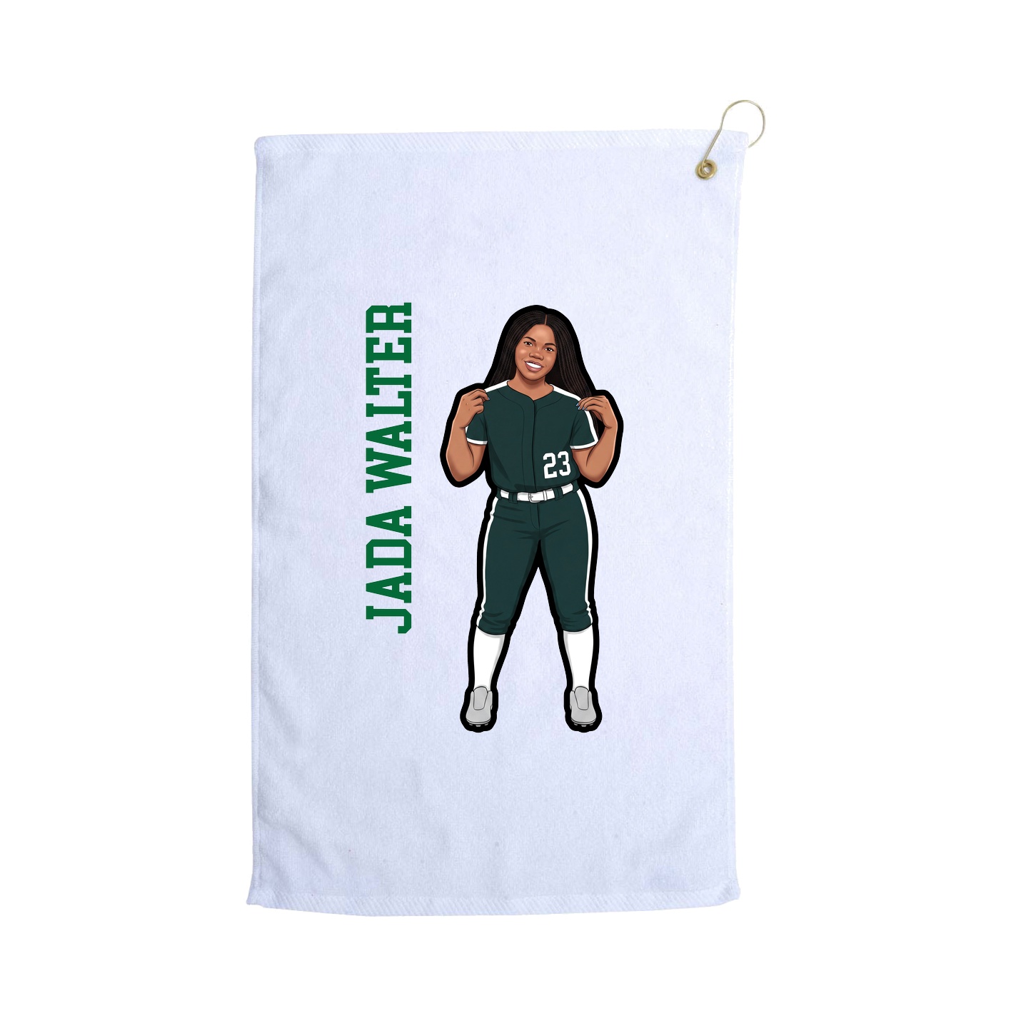 Golf Towel — Name Vertical in White