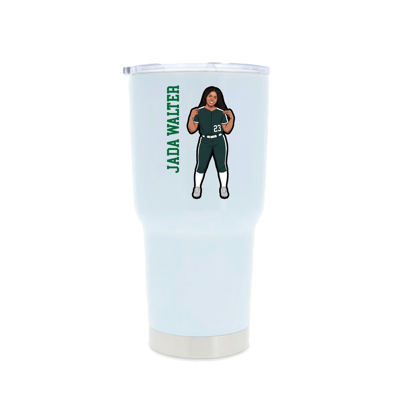 30oz Stainless Steel Tumbler — Name Vertical in White