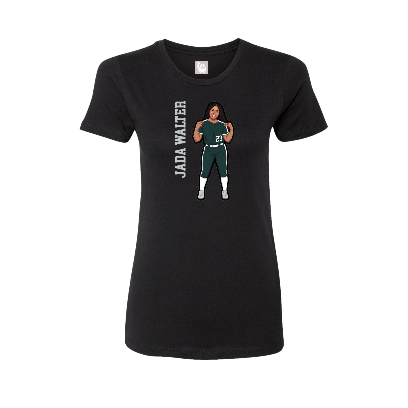 Fitted Women's Tee — Name Vertical in Black