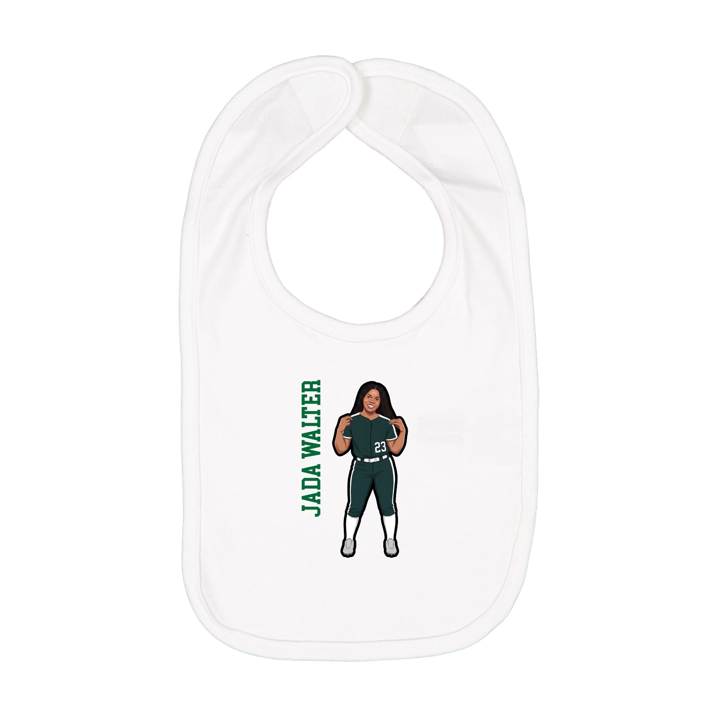 Infant Bib — Name Vertical in White