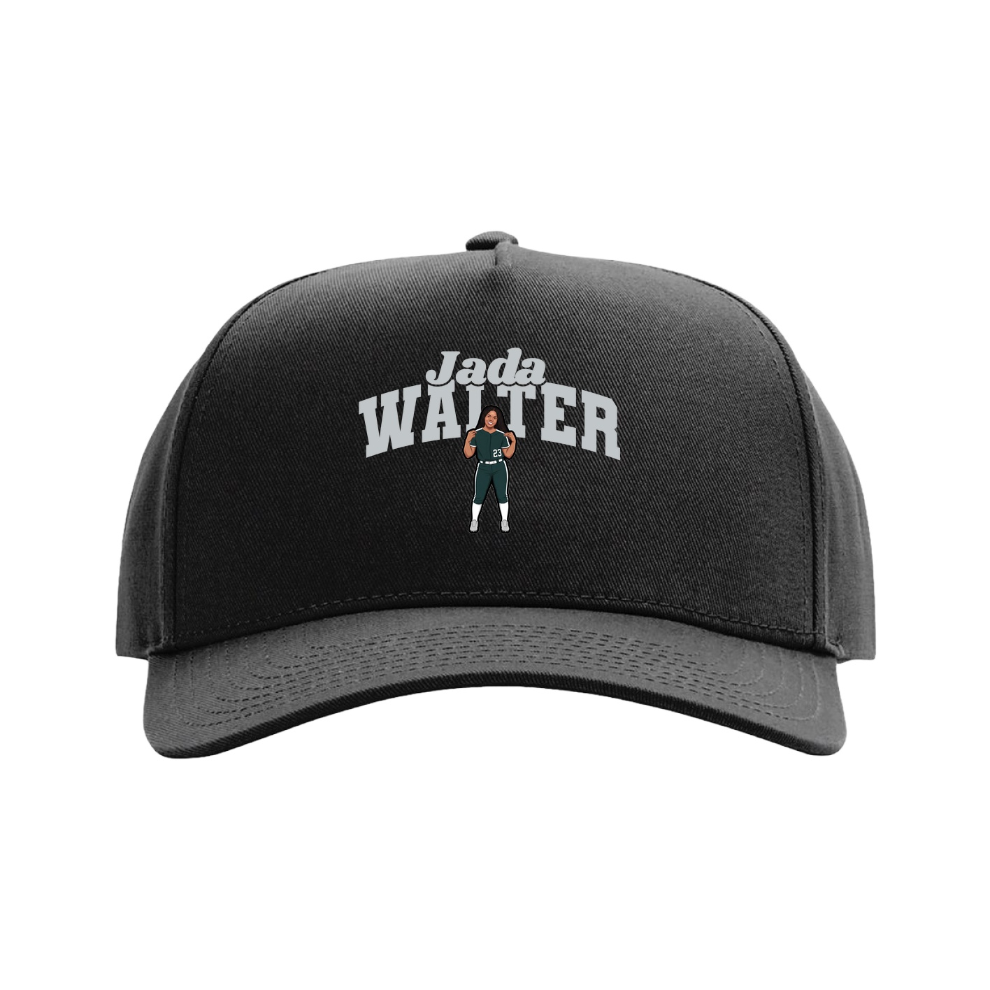 Full Fabric Five-Panel Champ Cap — Signature Arch in Black
