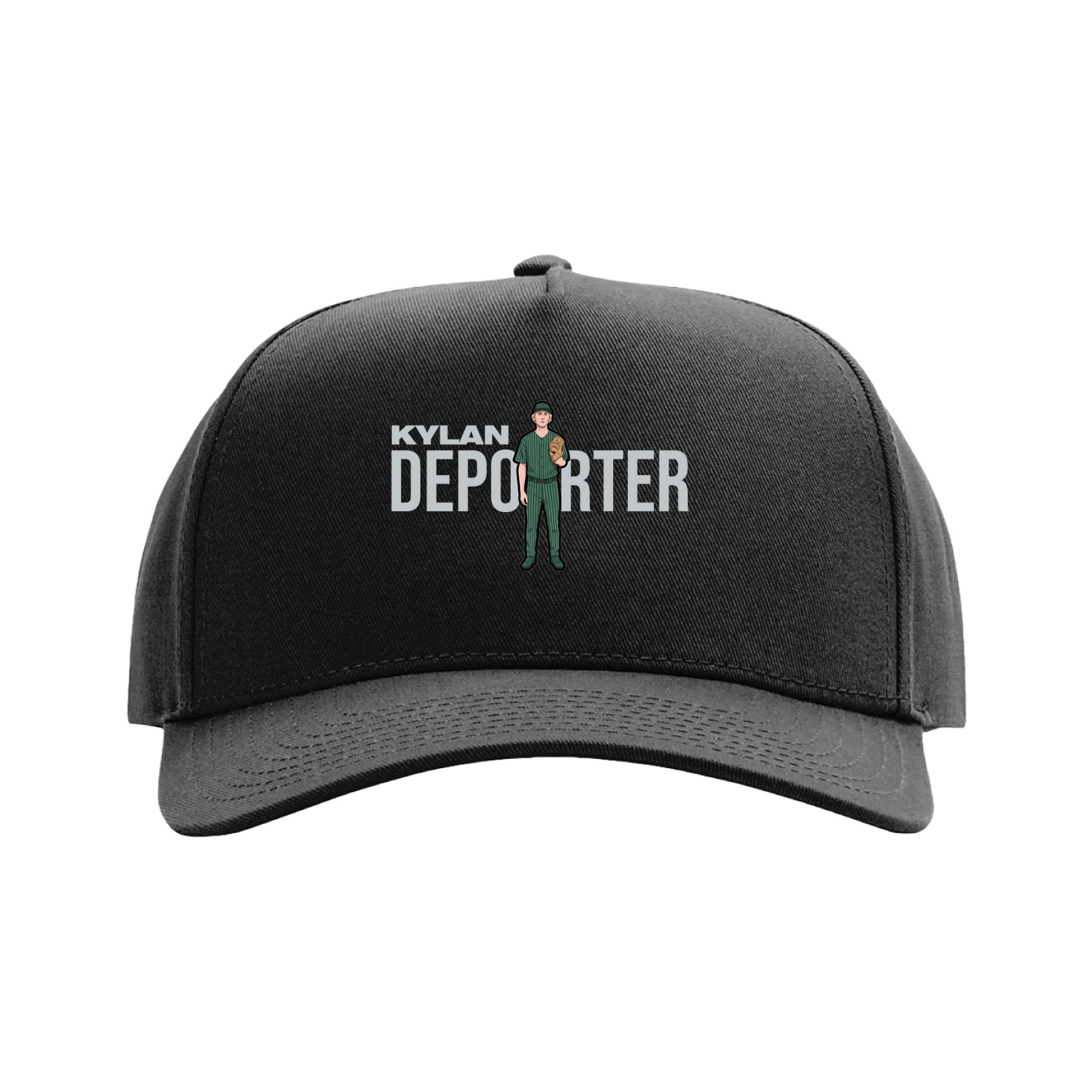 Full Fabric Five-Panel Champ Cap — Player Name in Black