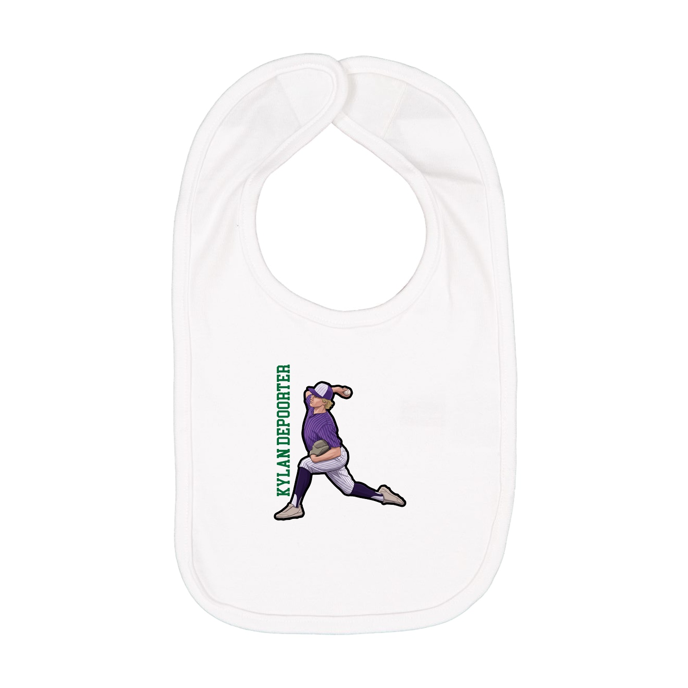 Infant Bib — Name Vertical in White