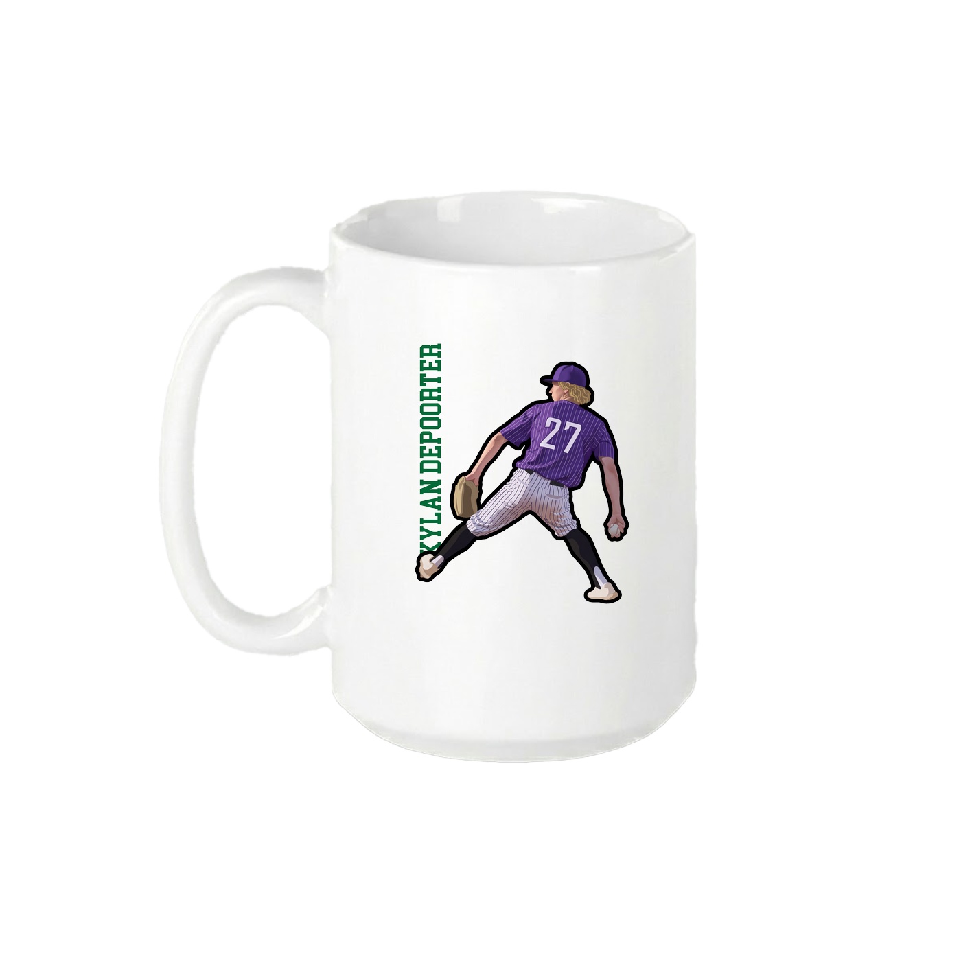15oz Coffee Mug — Name Vertical in White