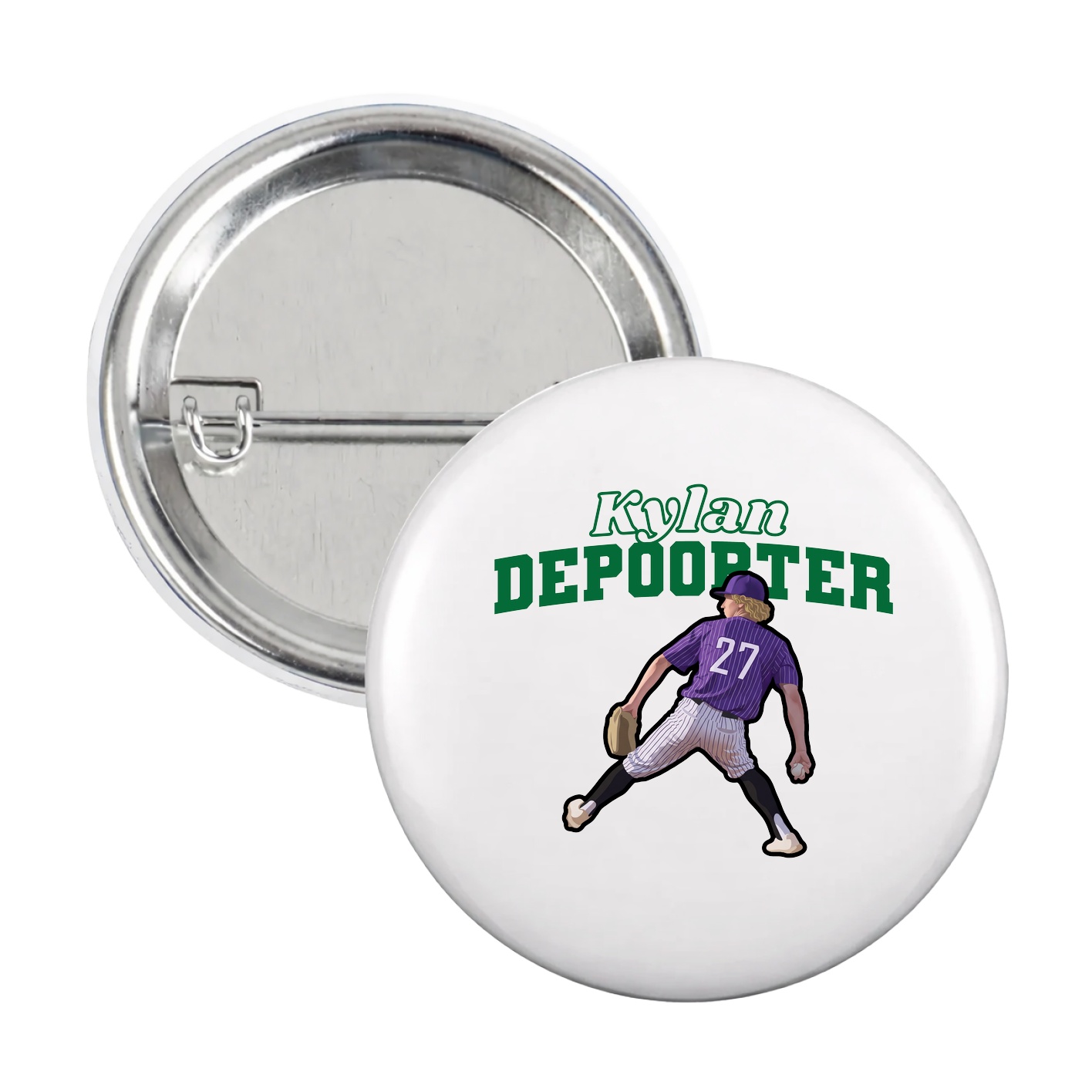 Game Day Button — Name Arch in White