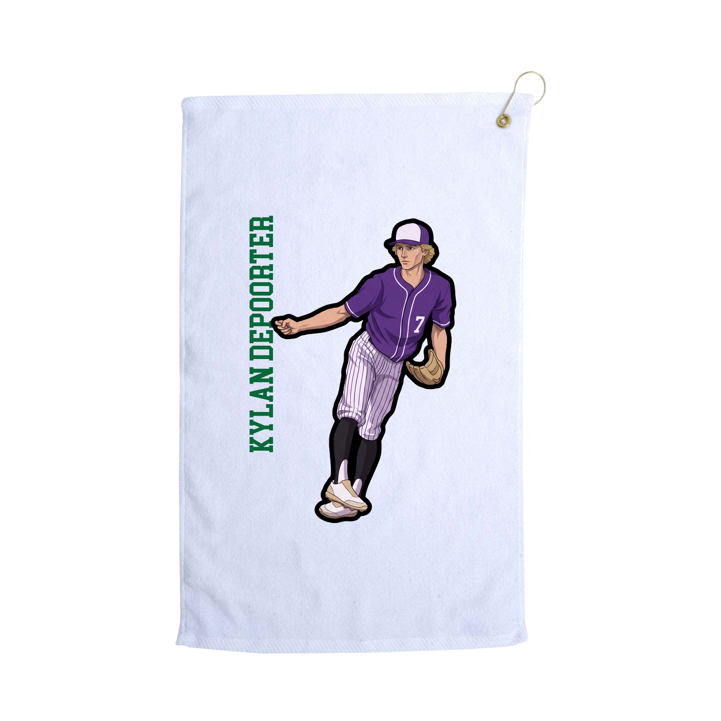 Golf Towel — Name Vertical in White