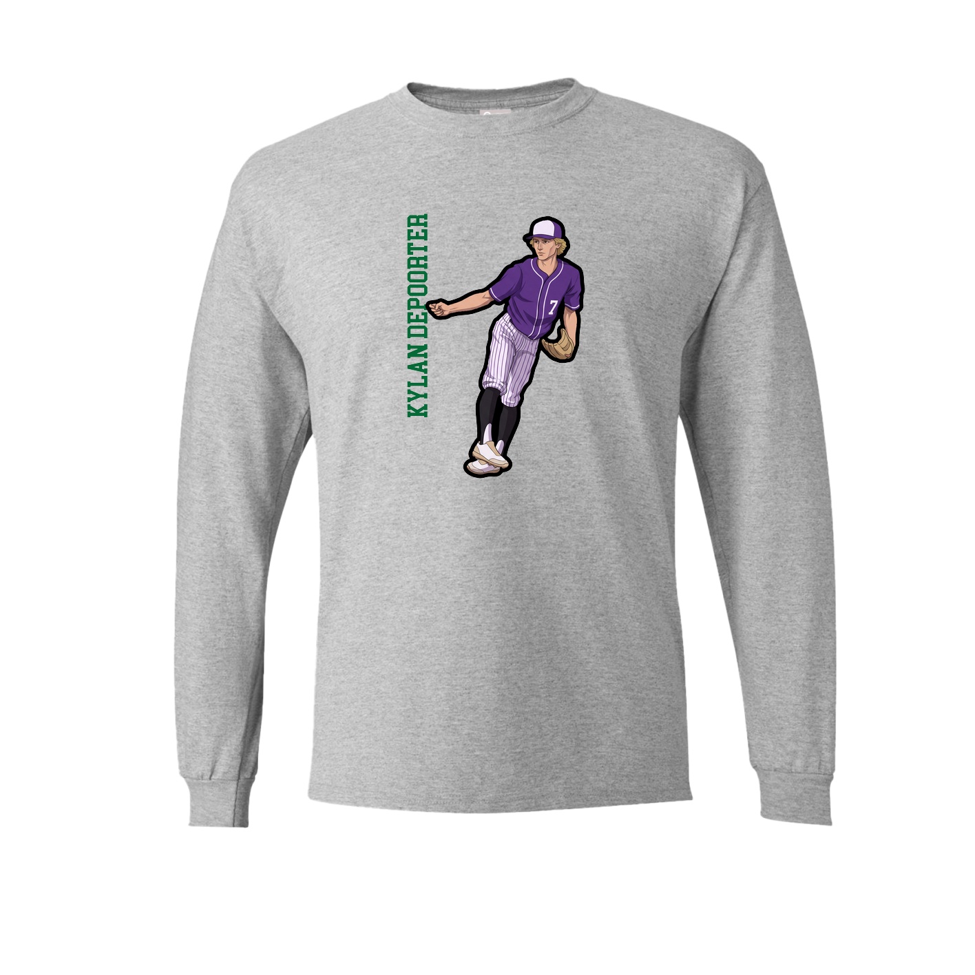 Long Sleeve Tee — Name Vertical in Grey