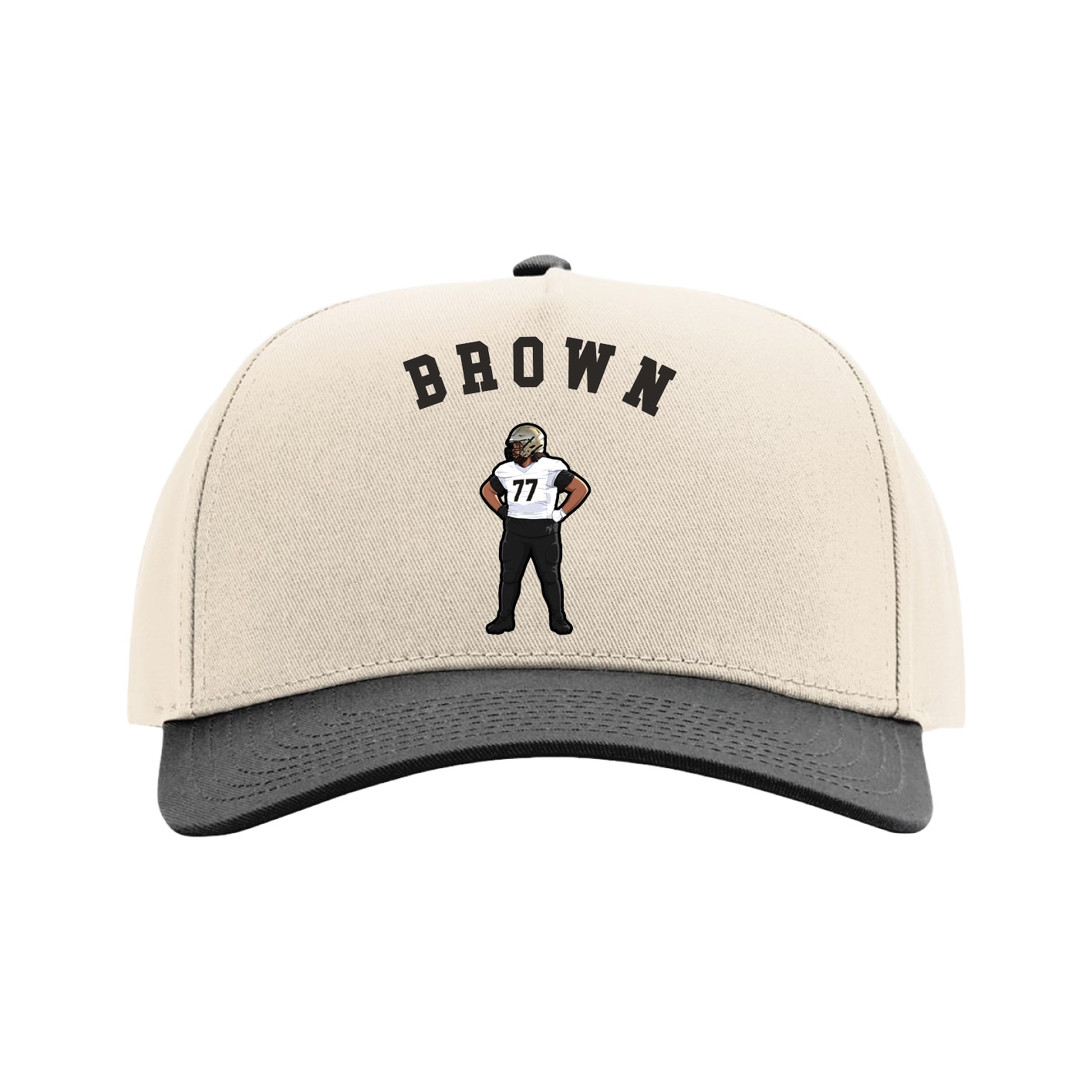 Full Fabric Five-Panel Champ Cap — Shirsey Arch in Cream/Black