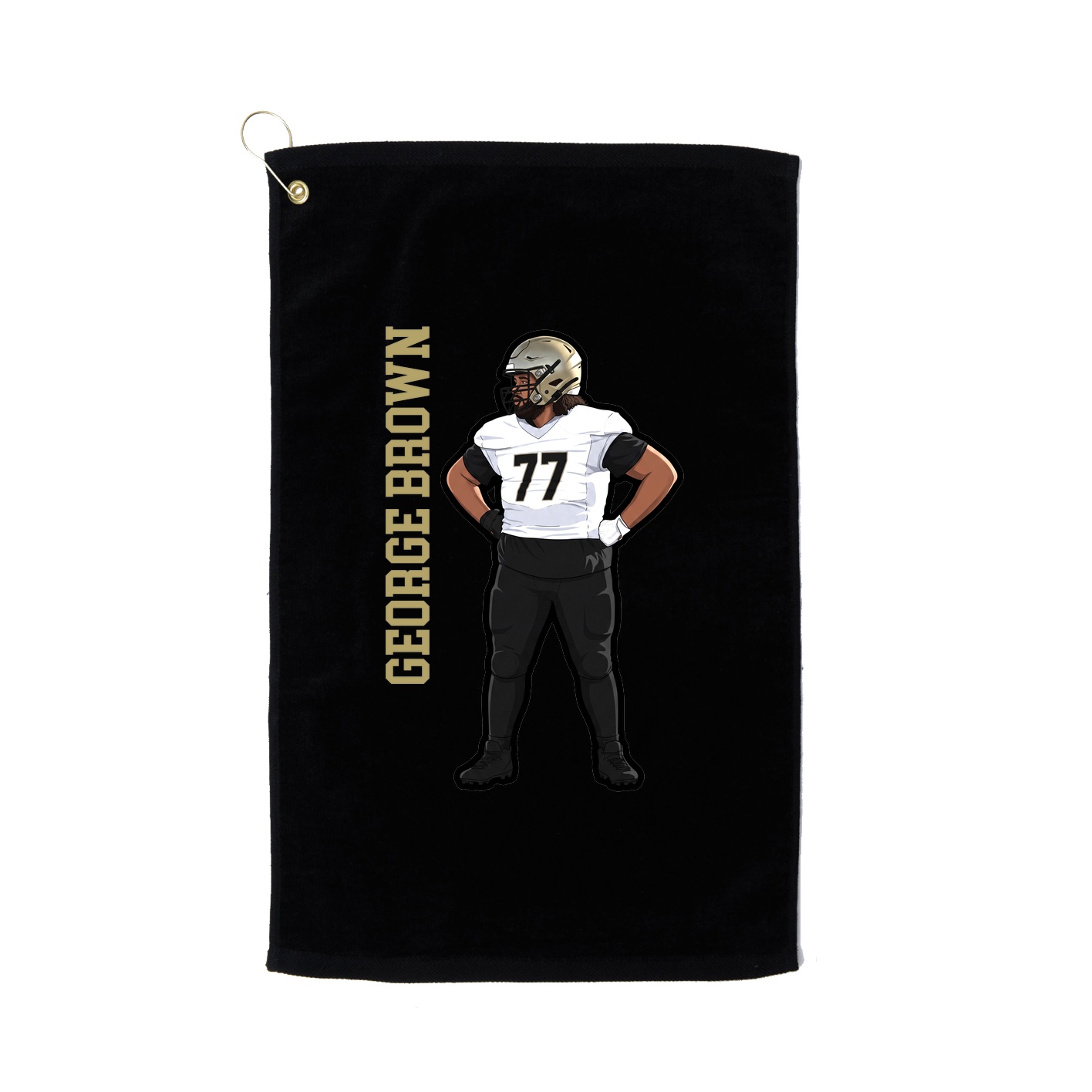 Golf Towel — Name Vertical in Black
