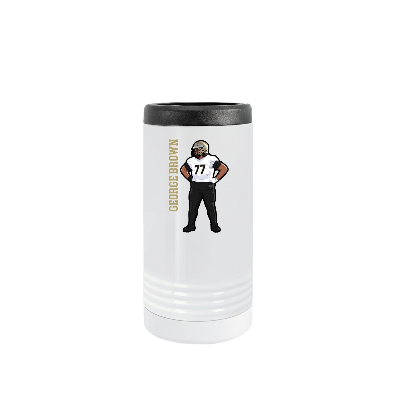 Slim Beverage Holder — Name Vertical in White