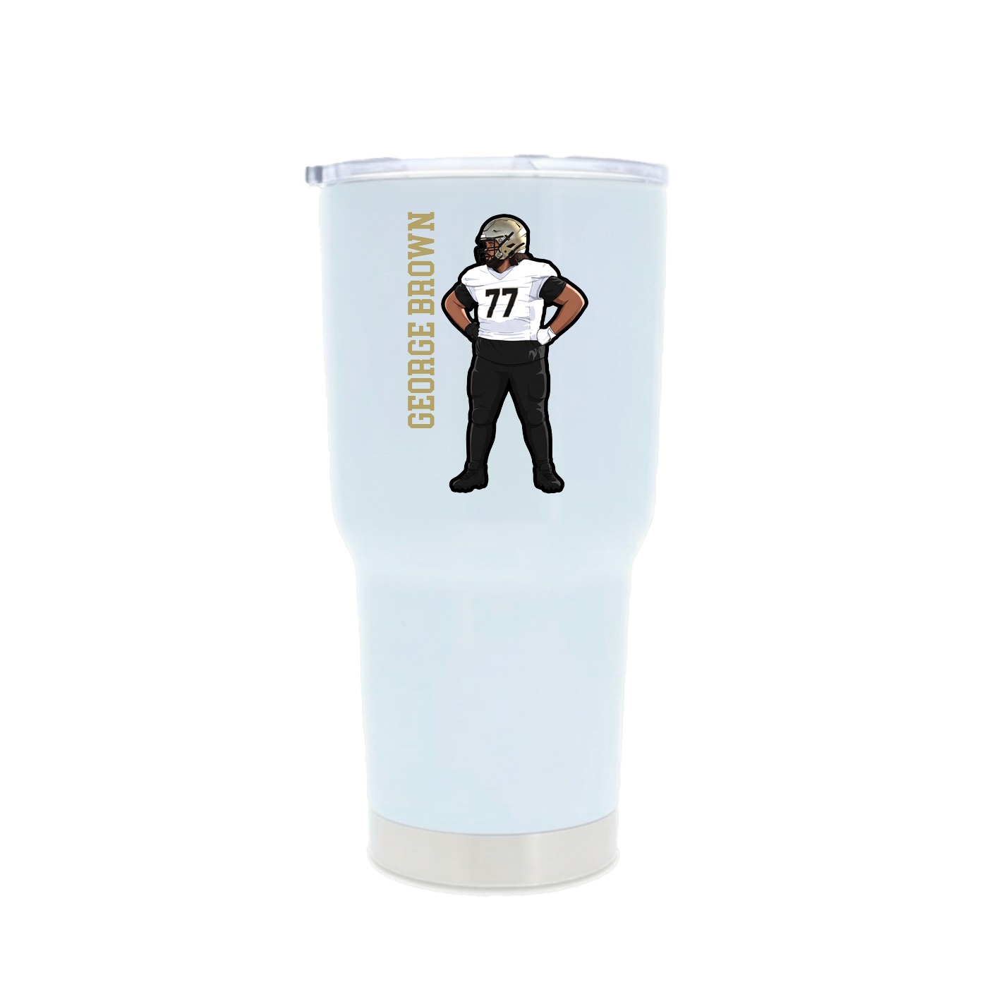 30oz Stainless Steel Tumbler — Name Vertical in White