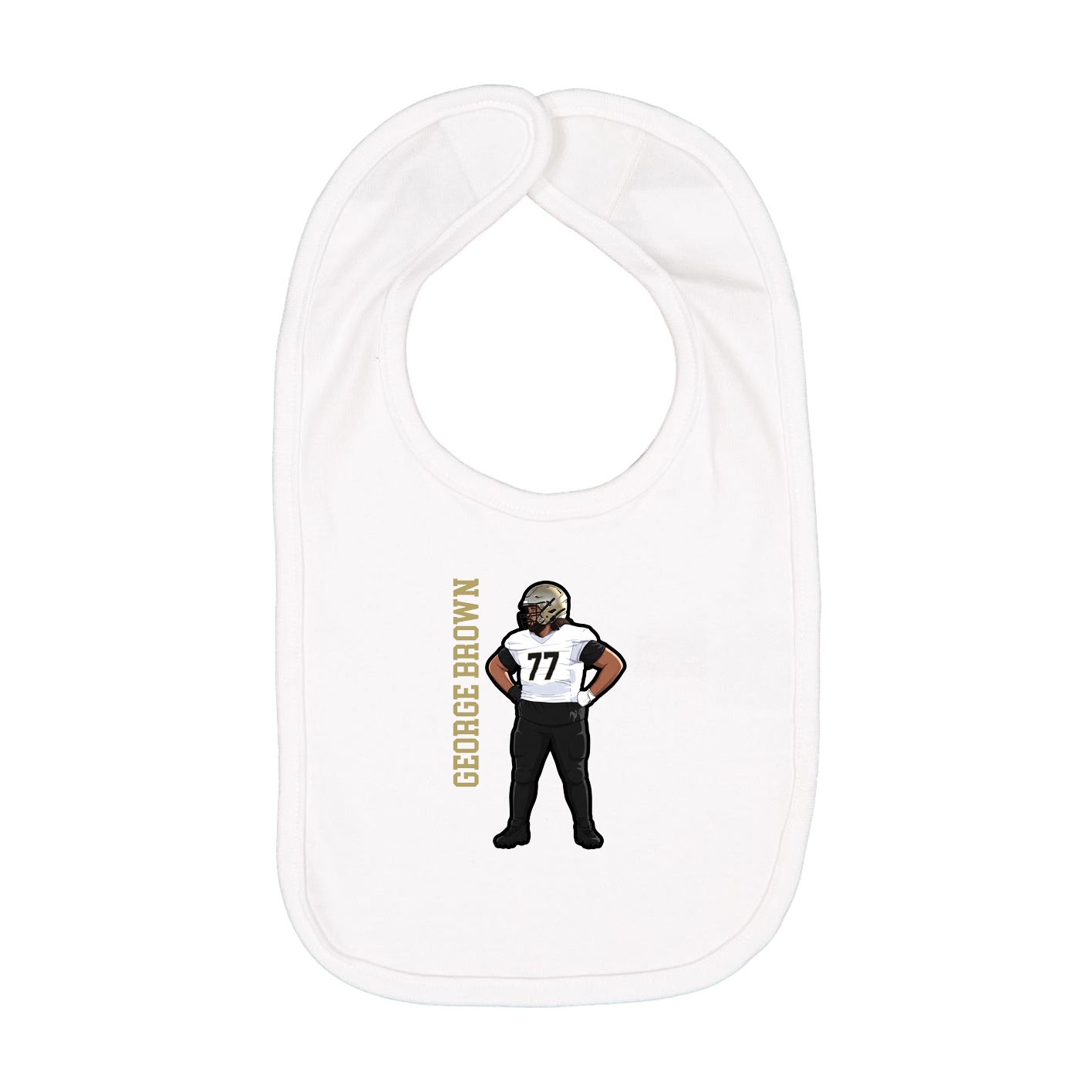 Infant Bib — Name Vertical in White