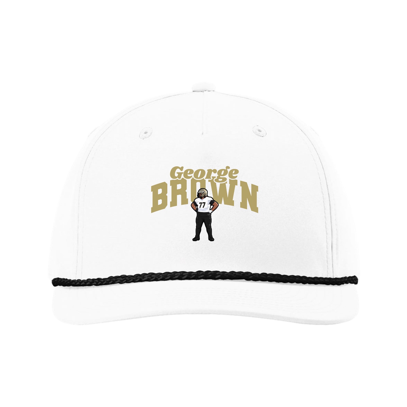 Five-Panel Classic Rope Cap — Signature Arch in White