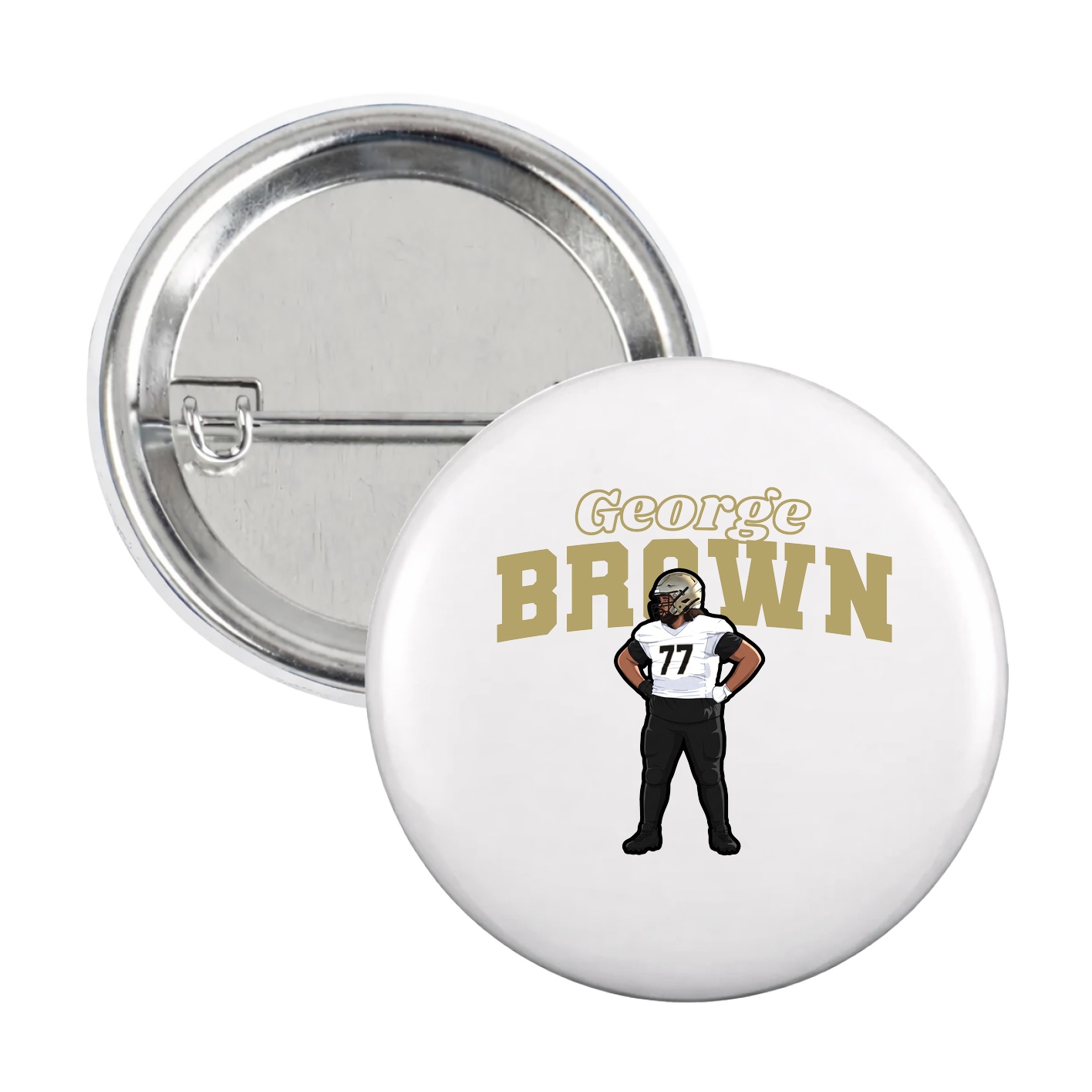 Game Day Button — Name Arch in White