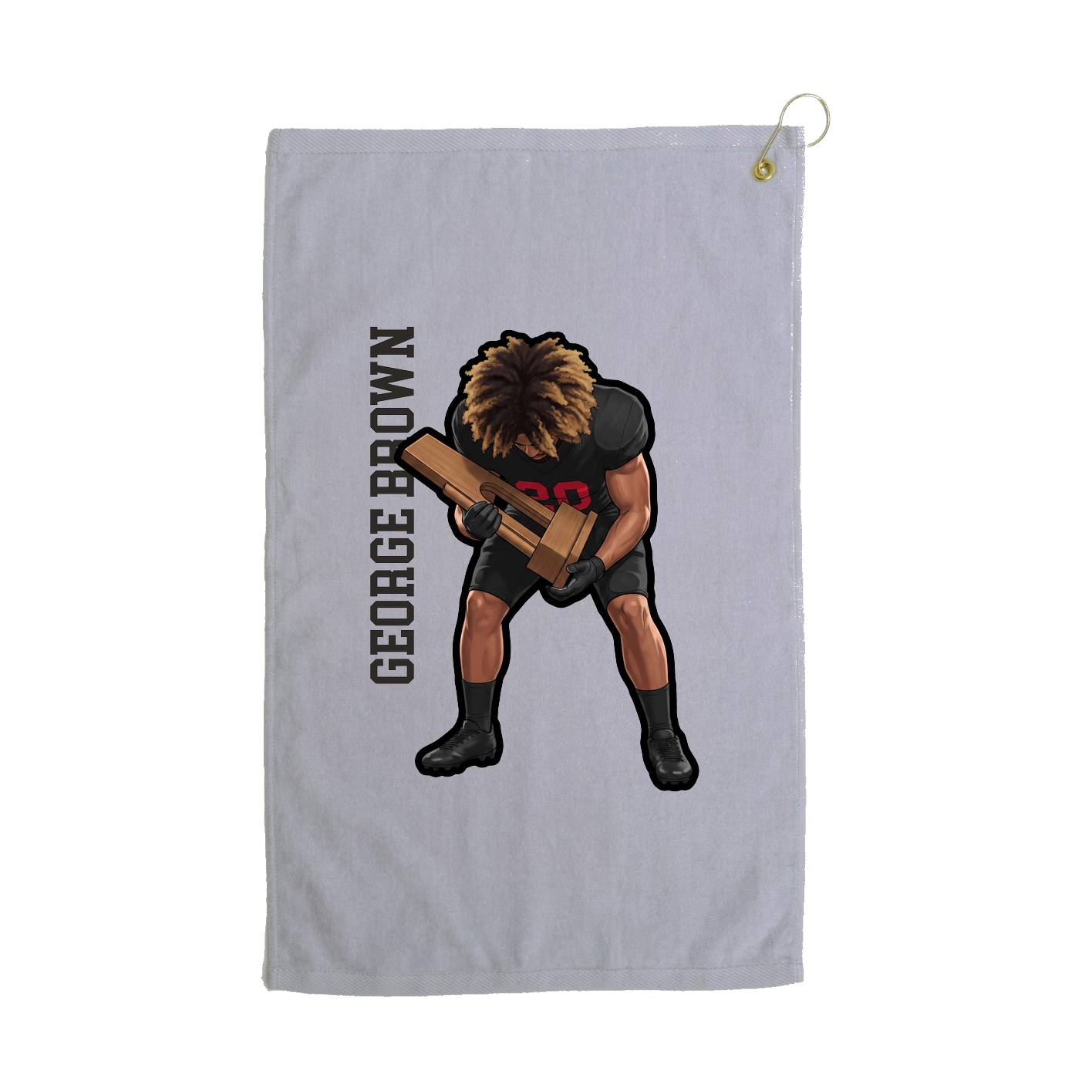 Golf Towel — Name Vertical in Grey