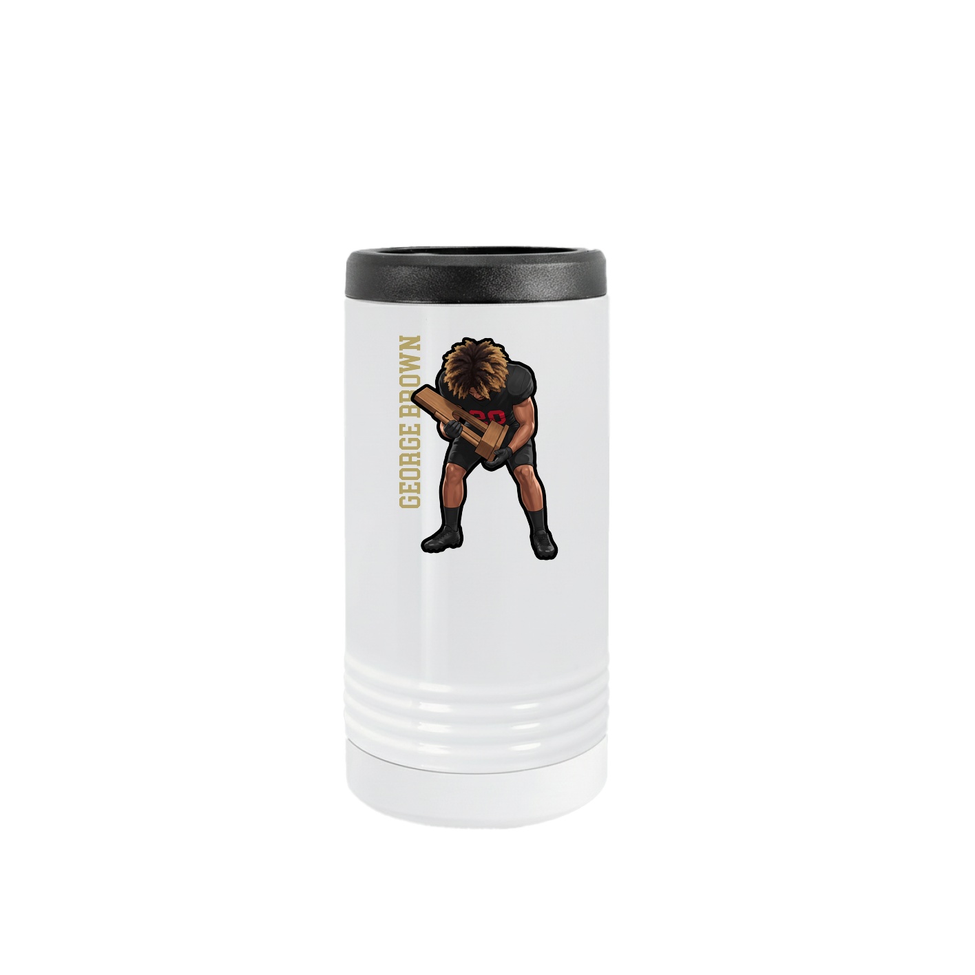 Slim Beverage Holder — Name Vertical in White