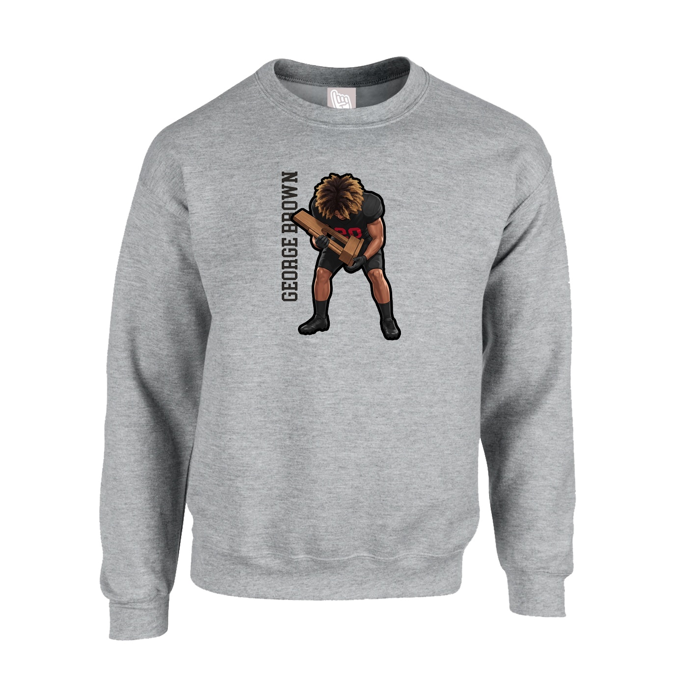 Fleece Crew — Name Vertical in Grey
