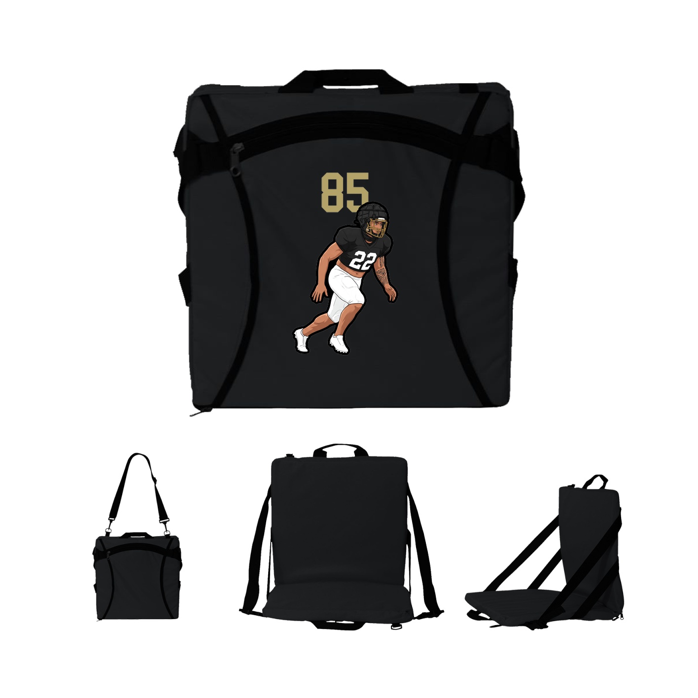 Folding Stadium Seat — Number Top in Black