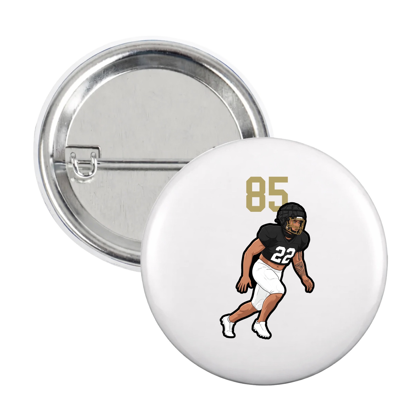 Game Day Button — Number Top in White