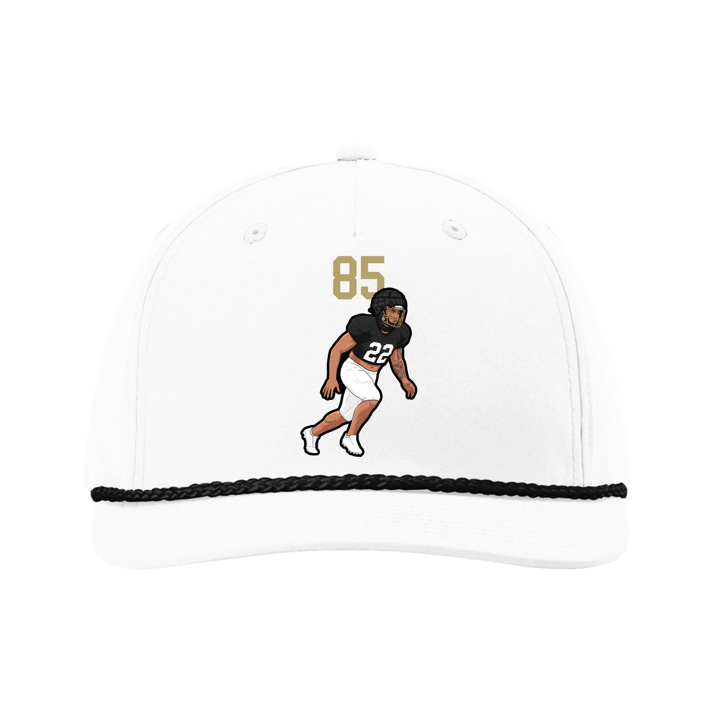 Five-Panel Classic Rope Cap — Number Top in White