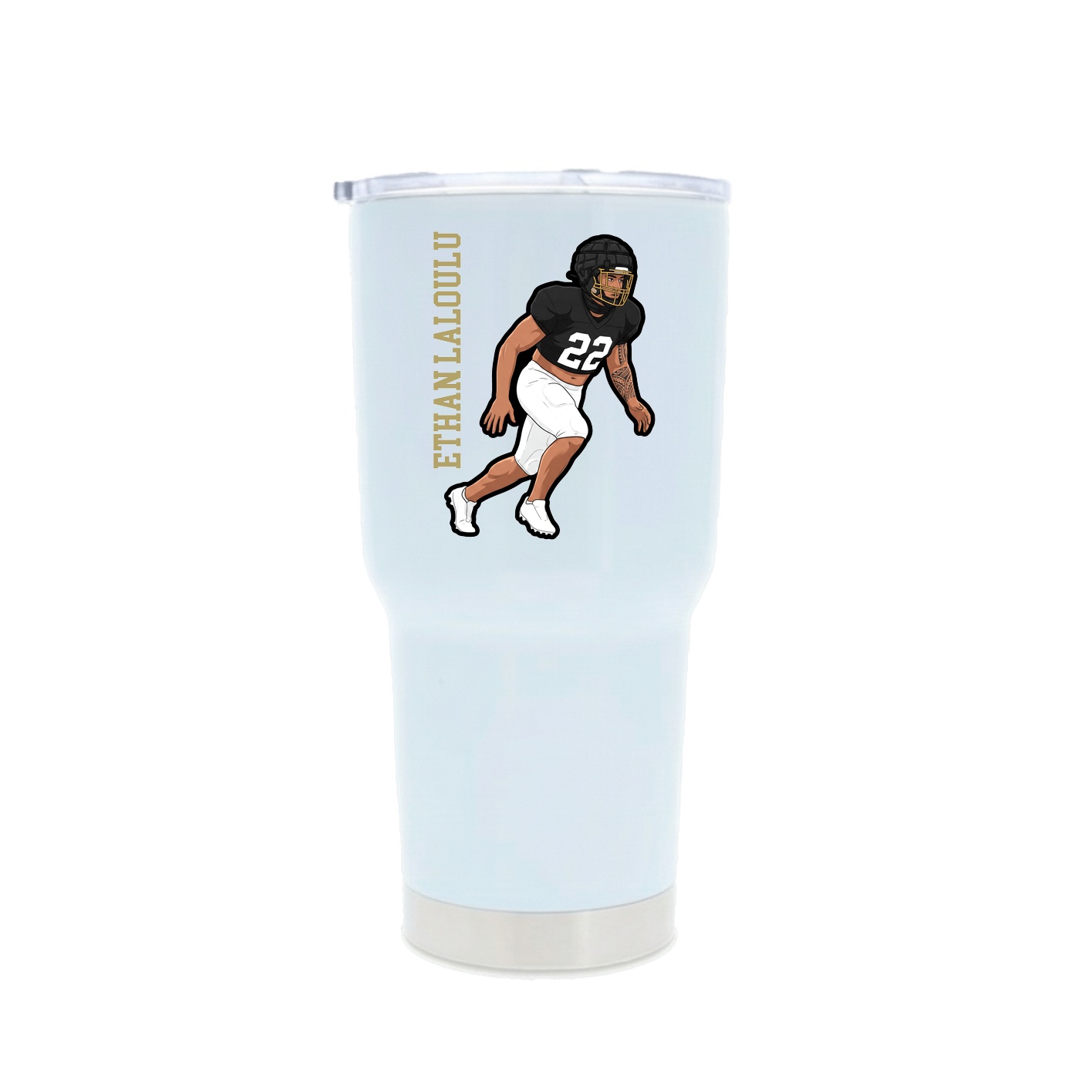 30oz Stainless Steel Tumbler — Name Vertical in White