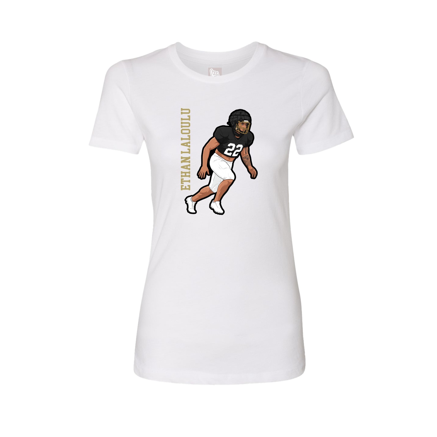 Womens Tee — Name Vertical in White