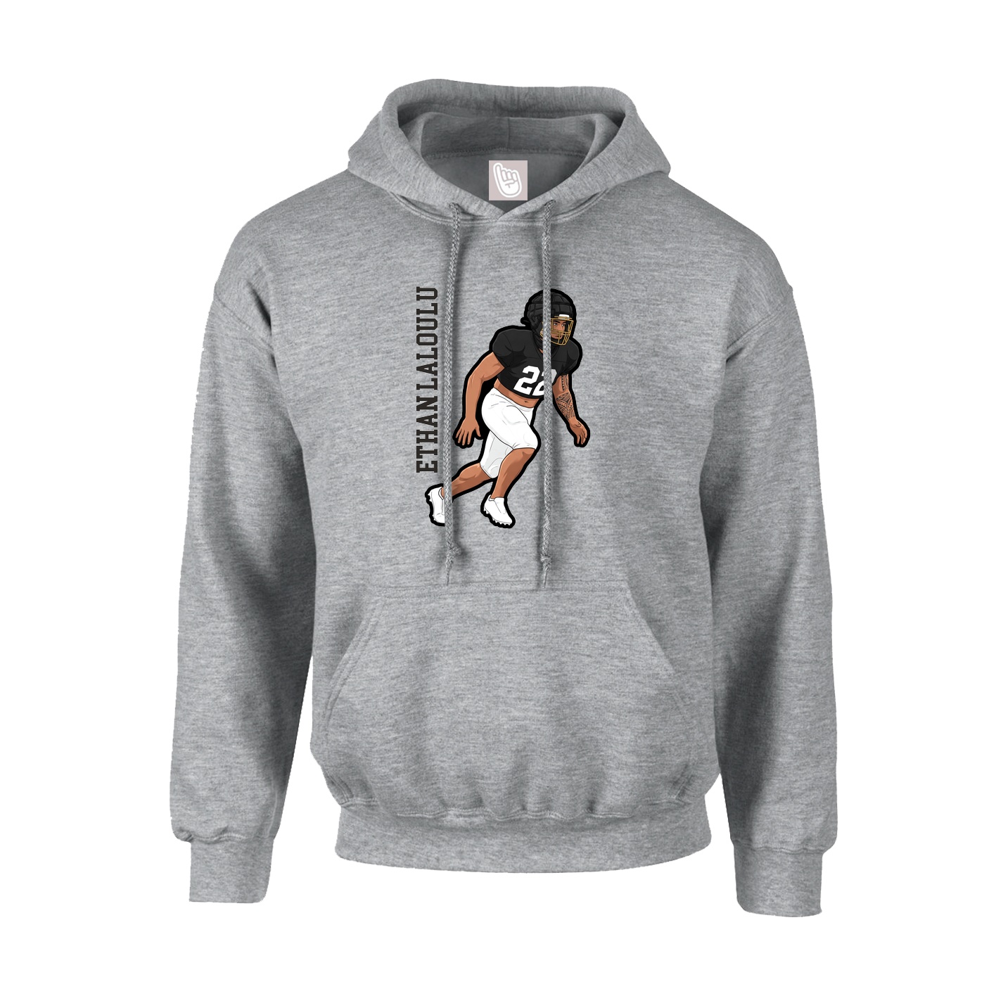 Hoodie — Name Vertical in Grey